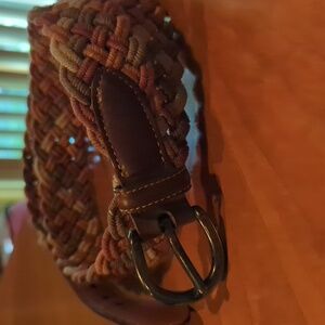 Unique braided Trafalgar fabric & brown leather belt size 40.